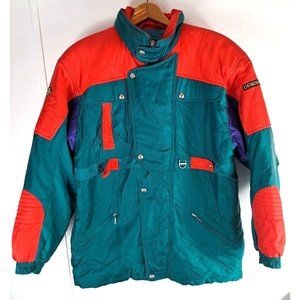 Mens VTG Descente Ski Jacket Coat Colorblock Logo Hooded Multi Pocket Size XL